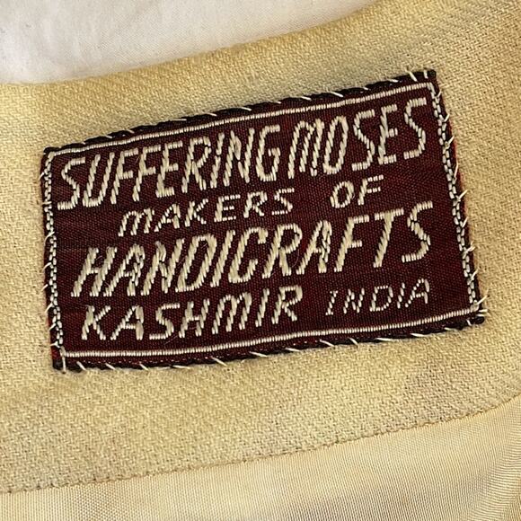 Vintage 1970’s Suffering Moses Hand Embroidered Wool Kashmir Jacket Size Large - Picture 6 of 9